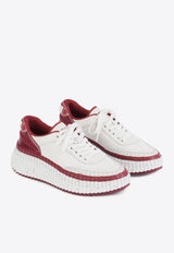 Chloé Nama Low-Top Sneakers White CHC25U00RSA619 Obscure Red