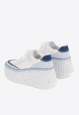 Chloé Nama Low-Top Wedge Sneakers White CHC24A02IMS44J Ashes Blue