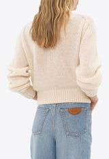 Chloé Logo Embroidered Alpaca Blend Sweater Cream CH25UMP27740107 Iconic Milk