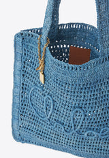 Chloé Summer Banana Woven-Raffia Tote Bag Blue CH25US901P0841I STORMY SEA
