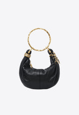 Chloé Mini Bracelet Grained Leather Hobo Bag Black CH25US623P58001 Black
