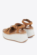 Chloé Nama 80 Suede Wedge Sandals Brown CHC25U10PRY20O Dune Brown