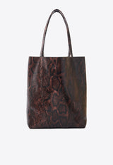 Chloé Spin Python-Print Leather Tote Bag Brown CH25US811P2025E Sooty Brown