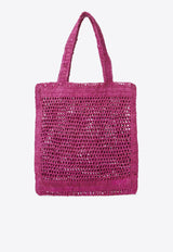 Chloé Summer Banana Woven-Raffia Tote Bag Fuchsia CH25US901P086P1 Fuchsia Rose