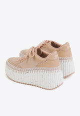 Chloé Nama Low-Top Wedge Sneakers Pink CHC24A02IMS6L6 Tan Rose