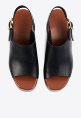 Chloé Maxime 80 Leather Wedge Sandals Black CHC25U10GLU001 Black