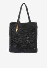 Chloé Summer Banana Woven-Raffia Tote Bag Black CH25US901P08001 BLACK
