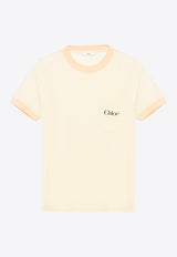 Chloé Logo Print Short Sleeved T-shirt Yellow CH25UJH0418770G Blondie Yellow