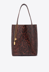Chloé Spin Python-Print Leather Tote Bag Brown CH25US811P2025E Sooty Brown
