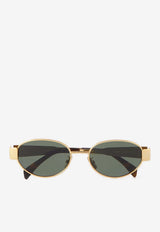 Sunglasses <ul><li>Frame material: metal</li><li>Lens material: acetate</li><li>Frame color: gold</li><li>Lens color: green</li><li>Frame shape: oval</li><li>Adjustable nose pads: yes</li><li>Logo print/detail: tonal embossed signature logo</li><li>Style: 4S235CMLB</li></ul> 4S235CMLB.36SM