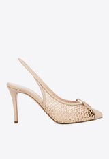 Andrea Wazen Ines 85 Slingback Net Pumps Nude INEBW085SNENUD_NUDE