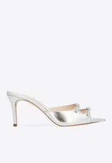 Andrea Wazen Carol 75 Metallic Leather Mules Silver CARMU075LCBSIL_SILVER