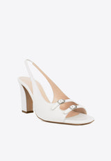 Andrea Wazen Carol 85 Leather Slingback Sandals White CARSB085LBUWHI_WHITE