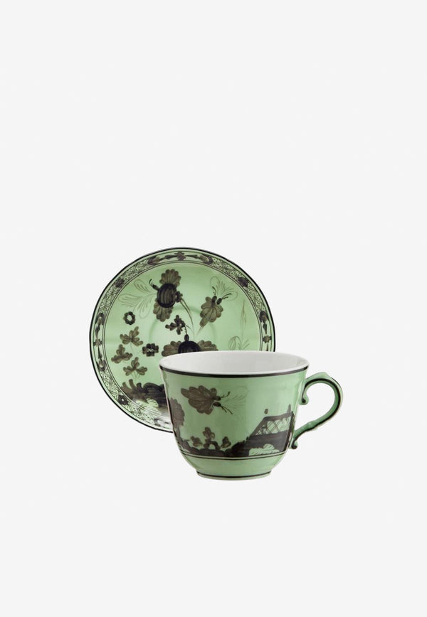 Ginori 1735 Oriente Italiano Bario Coffee Cup and Saucer Green 003RG00 FTZ301 01 0120 G00124100 + 003RG00 FPT301 01 0135 G00124100