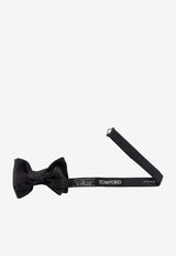Tom Ford Silk Bow Tie with Logo Strap Black SRM003-SPS04 LB999