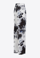 بنطال بيجاما من الحرير بنقشة زهور