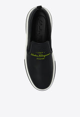 Salvatore Ferragamo Cassina Slip-On Leather Sneakers 021215 CASSINA 758406 NERO Black