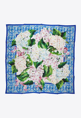 Dolce & Gabbana Blue Floral Print Silk Foulard FN092R G0TFW HAD04