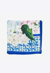 Dolce & Gabbana Blue Floral Print Silk Foulard FN092R G0TFW HAD04