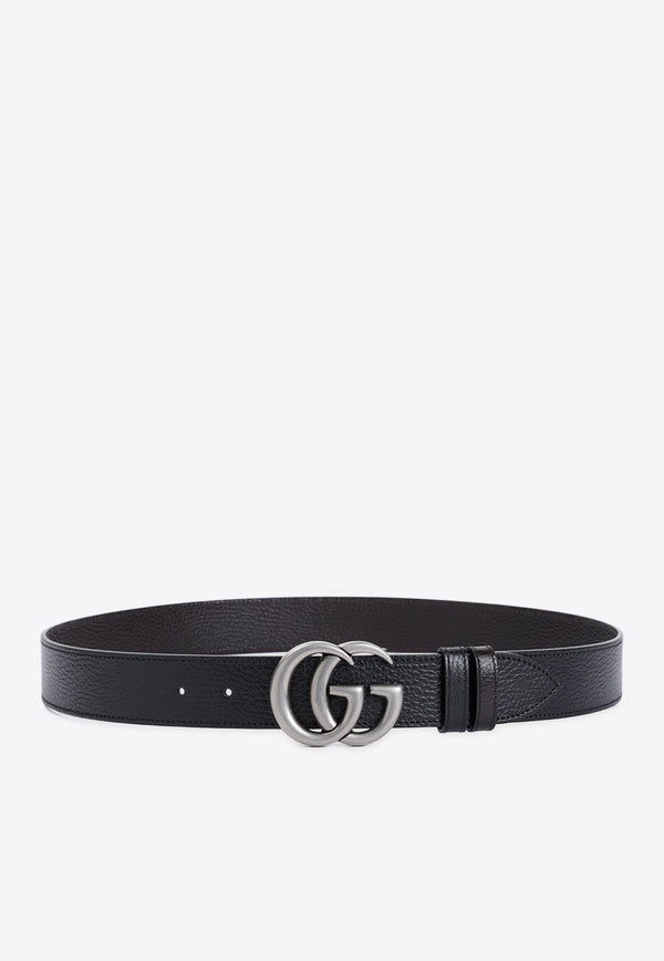 Monogram-Buckle Grained Leather Belt