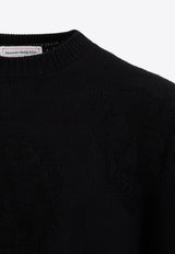 كنزة برقبة دائرية وشعار جمجمة بملمس بارز