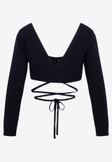 Micro Cable Knit Wrap Cropped Top