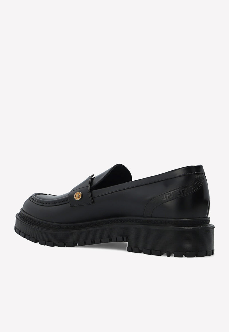 Versace Slip-On Leather Loafers 1006097 1A02335 1B00V Black