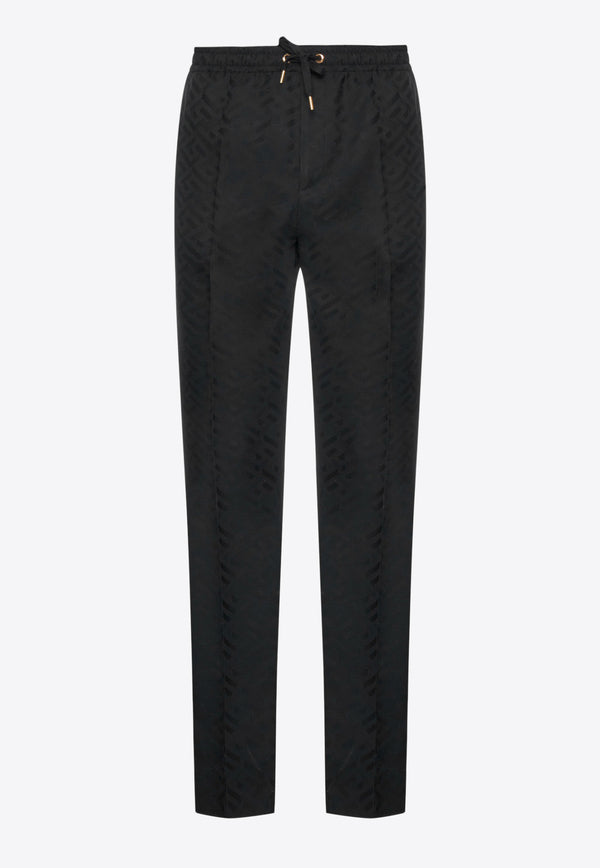 Versace Greca Jacquard Pants in Virgin Wool Black 1006429 1A04315 1B000