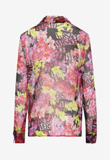 Versace Logo Orchid Print Silk Shirt 1008795 1A06539 5B100 Multicolor