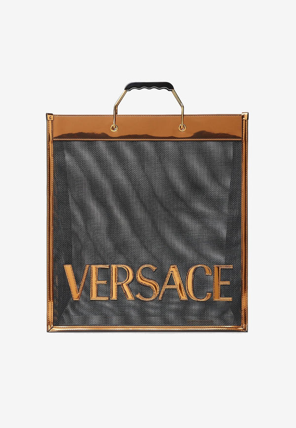 Versace Logo Tall Tote Bag 1008924 1A06765 2X16V Brown
