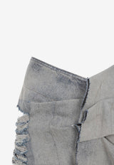 Destroyed Denim Maxi Skirt