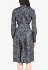 Salvatore Ferragamo Printed Long-Sleeved Shirt Dress in Silk Multicolor 13A859 A 759986 FDO/AGRIFOGLIO BLUE