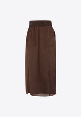 Pencil Midi Skirt in Silk Muslin