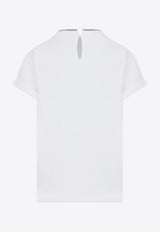 تي شيرت برقبة دائرية مُزينة بخرز المونيلي