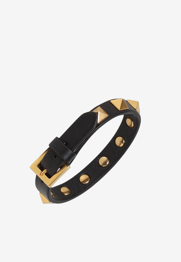 Valentino Rockstud Calf Leather Bracelet Black 1Y2J0801LKT 0NO