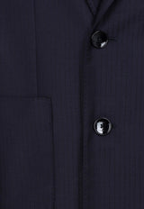 بليزر مُقلم من الصوف بصف أزرار مزدوج