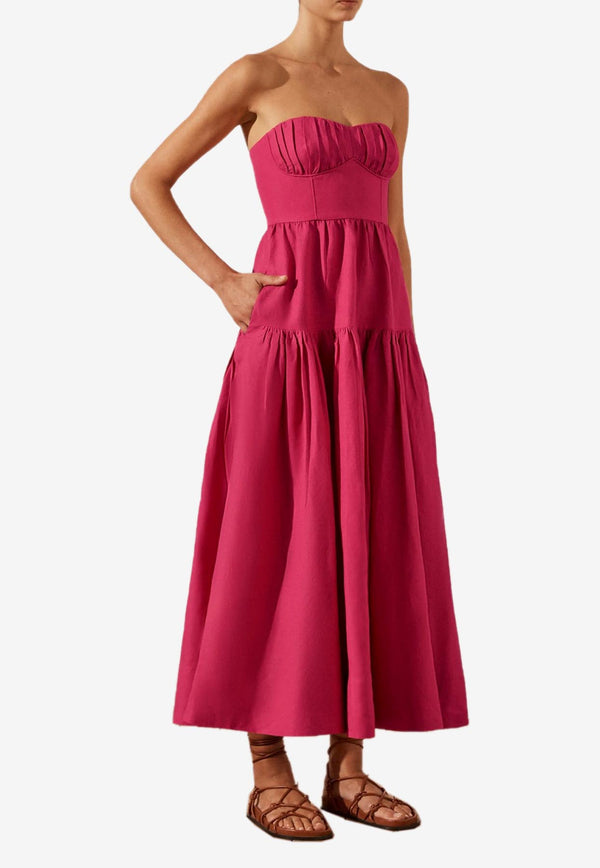 Shona Joy Joanine Strapless Ruched Midi Dress Pink 232070PINK