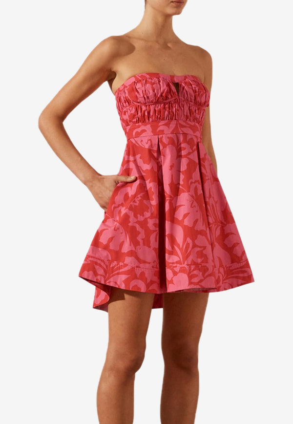 Shona Joy Antonia Strapless Bustier Mini Dress Red 232080RED MULTI