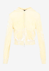 Velvet Zip-Up Hooded Sweatshirt