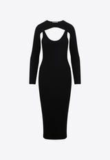 Knitted Midi Dress with Cut-Outs