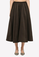 Valentino Techno Duchesse Midi Skirt Brown 2B0RA9V56D1 E05