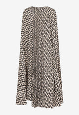 Valentino VLogo Long-Sleeved Midi Dress Beige 2B0VA3787SL E21