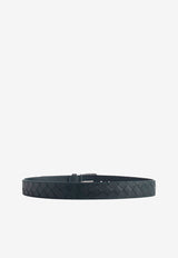 Bottega Veneta Rectangle Buckle Belt in Intrecciato Leather Inkwell 609182VCPQ3 3015