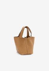 Picotin Lock 18 in Biscuit Taurillon Clemence with Palladium Hardware