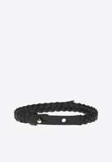 Salvatore Ferragamo Vara Bow Braided Leather Bracelet Black 762501 BR MINIVA 1G 707377 NERO/ORO