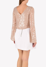 Bell Sleeved Sequinned Top