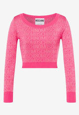 Moschino All-Over Logo Jacquard Cropped Top Pink A0901 2700 1207