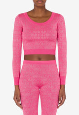 Moschino All-Over Logo Jacquard Cropped Top Pink A0901 2700 1207
