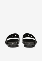 Dolce & Gabbana Pantheon Slides in Croc-Embossed Leather Black A80272 AC606 80999