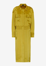 Tom Ford Fluid Satin Midi Coat Dress AB3163-FAX727 FG324 Mustard